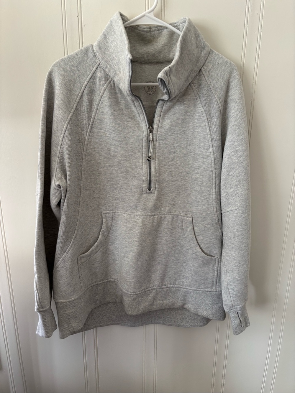 lululemon athletica Light Heather Gray Quarter-Zip Funnel Neck Sweatshirt